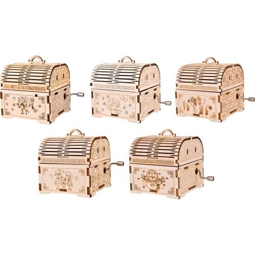 DIY Music Box, Treasure Box 3D Wooden Puzzle Model Kit, Laser Cut Wood Pieces, Educational Building Model Toy for Adults and Kid