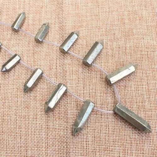 Natural Pyrite 8-37mm Hexagonal prism Beads 11pcs per strand,For DIY Jewelry Making !We provide mixed wholesale for all items