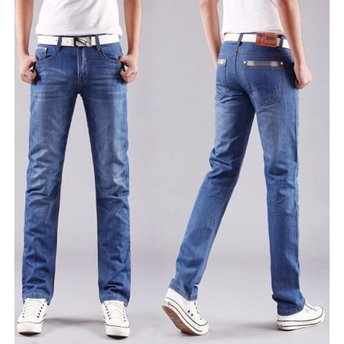 2021 New Classic Men Casual Mid-Rise Straight Denim Jeans Long Pants Comfortable Trousers Loose Fit New Brand Menswear