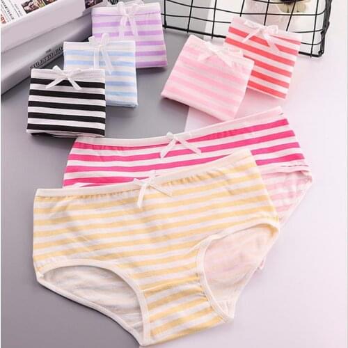 Fashion New Womens cotton panties Girl Striped Bow Briefs Cute Sexy bikini underwear Ladies Female Lingerie Breathable Panty