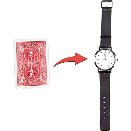 New (Include Watch) Magic Tricks Playing Card Change Card To Watch Close Up Street Illusion Gimmick Mentalism Puzzle Toy