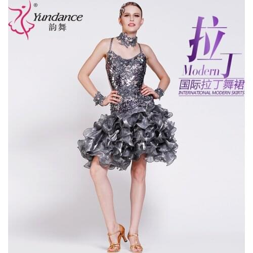 New Sequins GB Latin Performance Costume Performance Competition Dance Skirt Adult Girls Children Girls