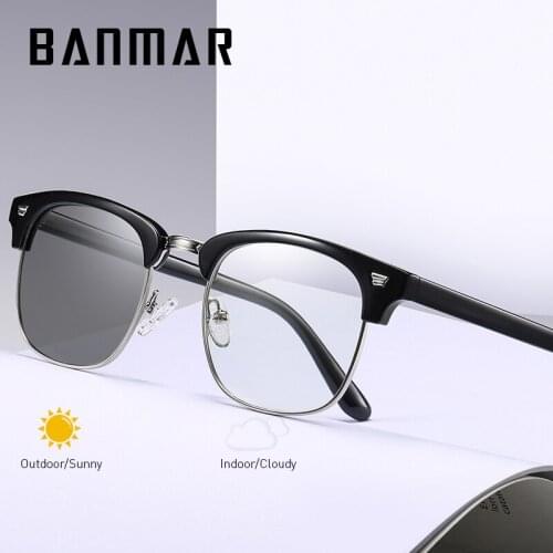 BANMAR Photochromic Ultralight TR90 Anti Blue Light Blocking Glasses Men Square Optics Frame Computer Clear Eyewear Women UV400