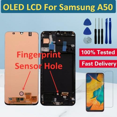 OLED Frame For Samsung Galaxy A50 SM-A505FN/DS A505 LCD Display Touch Screen Digitizer Assembly For Samsung A50 LCD Replacement
