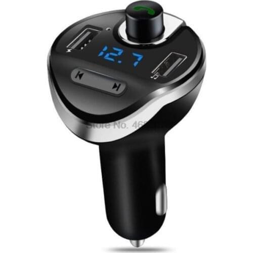 By DHL or Fedex 100pcs Car Handsfree FM Transmitter Bluetooth MP3 Player Car Kit Dual USB Car Charger Support TF Music Play T20