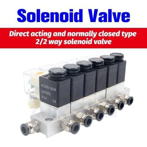 12V 24V 220V Pneumatic solenoid valve 3V1-06 Two-position three-way integrated control one input and multiple output with busbar
