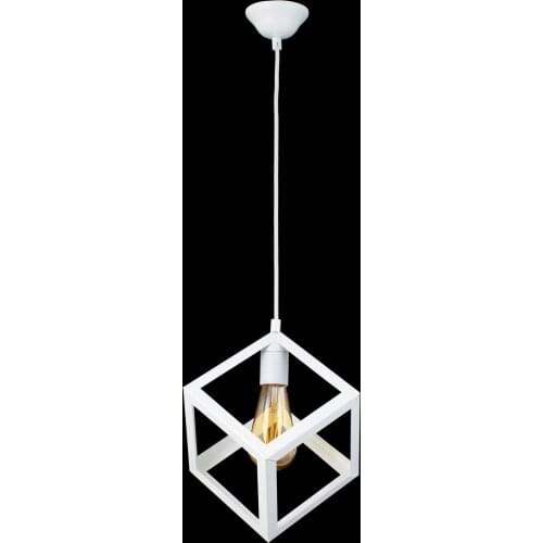 Rustic Retro Pattern Geometric Pendant Lamp Metal Cube Chandelier