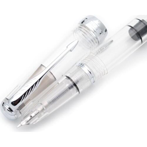 Wing Sung 618 Toso Piston Fountain Pen Transparent F Nib Ink Pen