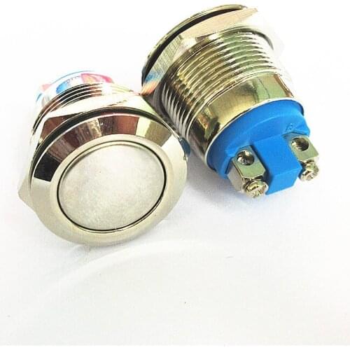 Silver Contact 19MM Round Metal Button Waterproof Reset Switch Screw Foot Door Bell Automobile Modification Switches JYL19P