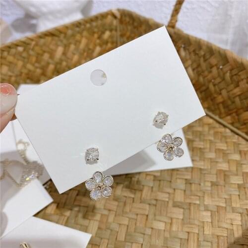 SHELA Flower Double Stud Earrings For Women Dangle Trendy Fashion Jewelry Cubic Zirconia S925 Sterling SilverPin High Quality