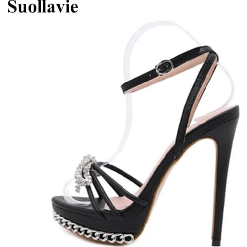 Suollavie 2021 hot crystal Butterfly femmes sandales women sandals sexy lady party shoes t-tied buckle sandalias de las mujeres