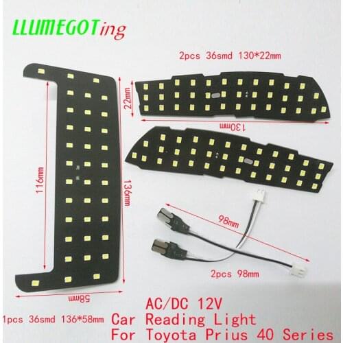 Super Bright 6000K White 12V SMD2835 3pcs/set Car Auto Interior Roof Dome LED Reading Light Lamp For Toyota For Prius 40 Series