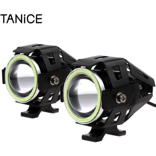 TANiCE 2Pcs LED Driving Fog Light Spot Headlight U7 125W Aluminum Alloy Driving Headlight Driving Spot Fog Lamp For Motorcycle
