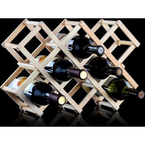 Creative Folding Wooden Wine Bottle Holders for 3 6 10 Bottle Living Room Bar Decorative Cabinet Red Wine Display Storage Racks