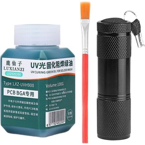 LUXIANZI UV Light Curing Solder Mask Green Oil Red Butter PCB Circuit Board Insulation Protective Paint UV Curing Lamp Repair