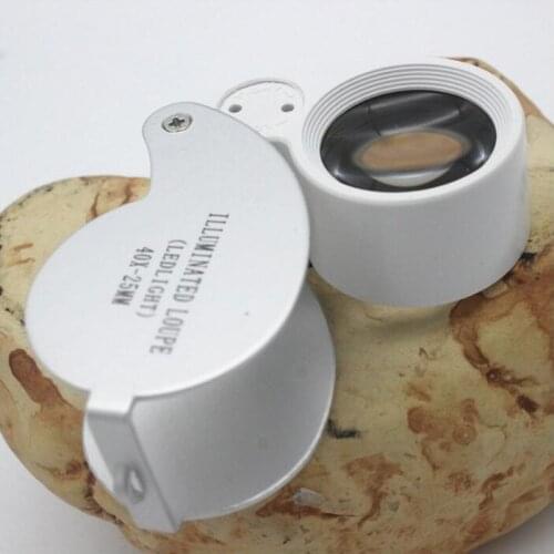Magnifying Loupe 40X 25mm 40X25mm 40 x 25 Jeweller LED Light Glass Magnifier wholesale Dropshipping New Free Shipping