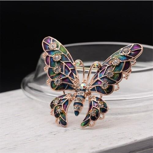 Fashion Gold-Color Brooches for Women Vintage Charms Jewelry Purple Enamel Pin Butterfly Lovely Girl Insect Brooch Accessories