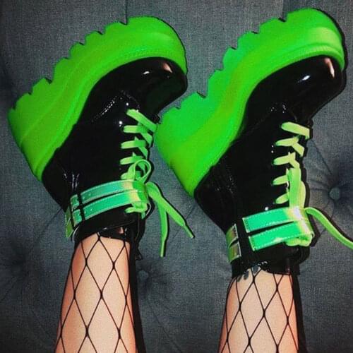 Brand Design 2021 Platform High Heels Gethic Cosplay Black Boots Autumn Winter Wedges Shoes Ankle Boots Women Big sizes 43