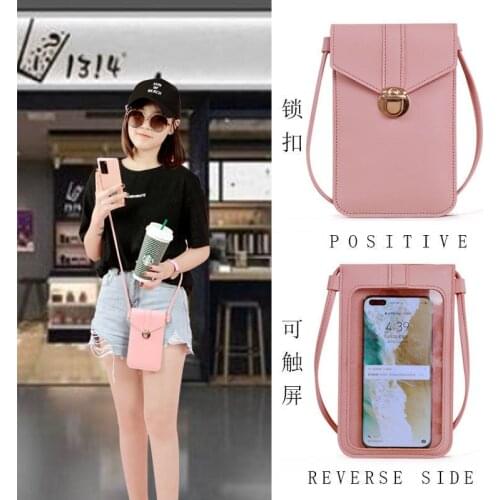 Ladies Touch Screen Cell Phone Purse Smartphone Wallet PU Leather Shoulder Strap Handbag Women Bag Fashion mobile wallet 2021