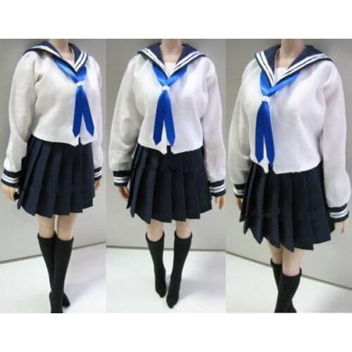 1/6 Female School Uniforms Short Skirt and Stockings Clothing Full Set for Students 12 Inches Bodies Figures