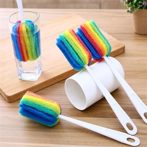 1PCS Household Detachable Water Milk Bottle Cup Mug Glass Washing Sponge Cleaning Brush Scrubber Cleaning Utensils Brush Glass