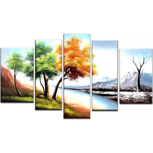 100% Hand painted oil painting wall canvas painting forest landscape pictures painting can match 5pcs/set WX-1507117