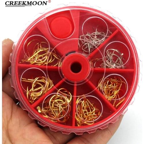 120pcs Fishing Hooks Set High Carbon Steel Single Fishhook Fly Fishing Jip Barbed Carp Barbed Hooks for Slow Pitch Jigging Lure