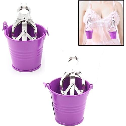 2pcs Butterfly Stainless Steel Nipple Clamps with Bucket Nipple Milk Clips Breast Clip Sex Slave SM Bondage Adult Games Sex Toys