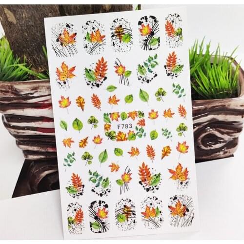 3D Nail Stickers Line Maple Leaf Grass Stickers for Nails Autumn Design Sticker for Manicure Slider Decal Nail Art Decoration