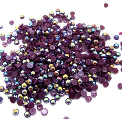5000Pcs 3mm Dark Purple AB Half Roud Pearl Beads FlatBack Scrapbook Craft Cabochon Kawaii DIY Embellishments Accessories