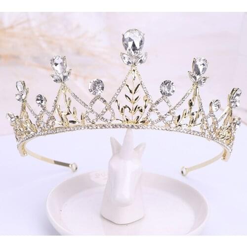 Baroque Vintage Gold Rhinestone Pearl Flower Bridal Crowns Pagent Bridal Wedding Hair Jewelry European Accessories Gifts