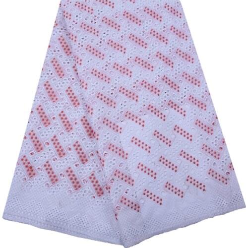 White Red Swiss Voile Lace In Switzerland Cotton Lace High Quality Embroidery African Dry Lace Fabric For Man Women Fabric 1786