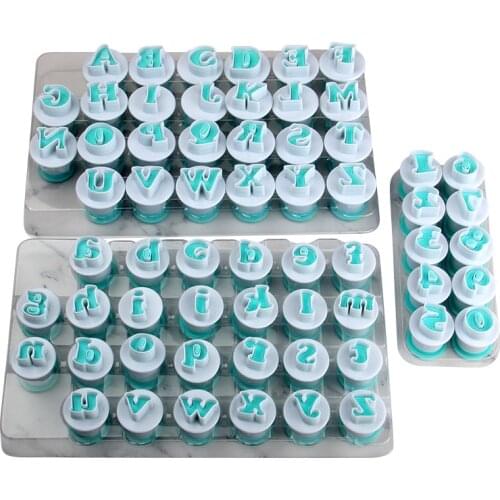 Free Shipping FDA High Quality 26pcs Plastic Uppercase,Lowcase Letters&10pcs Numbers Shape Cake Fondant Molds Set (3Sets/Lot)