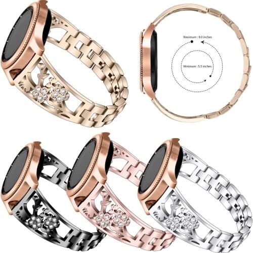 Plum Flower Bracelet For Samsung Galaxy Watch 46mm 42mm Band Gear S3 S2 Stainless Steel Wrist Strap For Huawei Watch GT 2 Pro