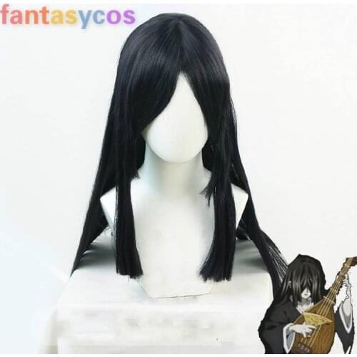 Demon Slayer Kimetsu No Yaiba Nakime Black Long Wig Cosplay Costume Heat Resistant Synthetic Hair+ Free Wig Cap