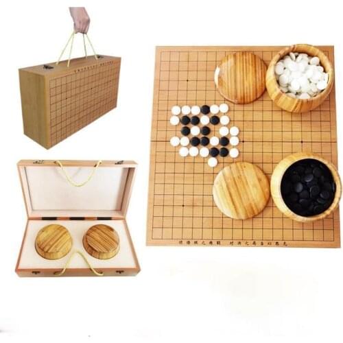 Go Set with Go Board | Measures 19x19 Road 361 Pcs/Set Foldable Table Go Set Board Checkers Gobang Wooden go set