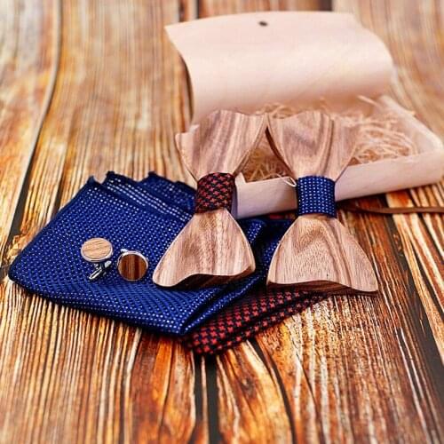 Kili Wooden Bow Tie Set and Handkerchief Necktie Cravate Homme Noeud Papillon Corbatas Hombre Pajarita Gift for Men