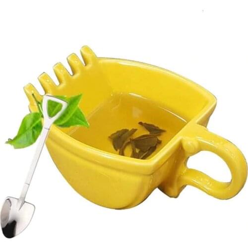 Excavator Bucket Cup With Spade Shovel Spoon Funny Digger Ashtray Cake Container Tea Cup Plastic Creative Excavator Bucket Cup
