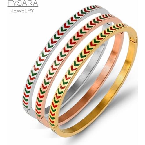 FYSARA Korea Red Green Arrow Thin Bangles & Bracelets For Women Sliver Gold Color Bangles Charm Cuff Bracelets Fashion Bijoux