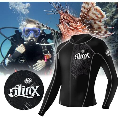 SLINX Wetsuit Top 2MM Neoprene Men And Women Long Sleeve Front Zip Weisuit Jacket for Swimming Scuba Diving Snorkeling Surfing