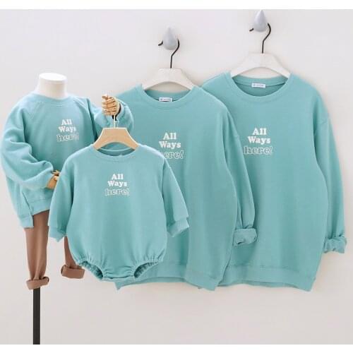Ircomll 2021 Autum Winter family matching outfits Mother Daughter Letter Solid Hoodies Family Clothing Father Son Tops Sweater