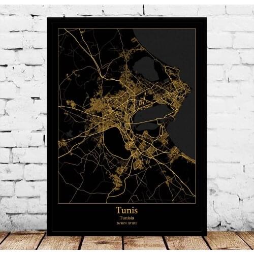 Tunis Tunisia Map Poster