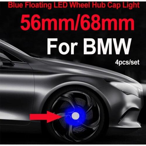 4pcs 56MM 68MM Car Wheel Hub Caps Blue Light Floating Illumination LED Cover For 1 3 5 7 series X4 X5 X6 Z4 M2 M3 M4 M5 M6