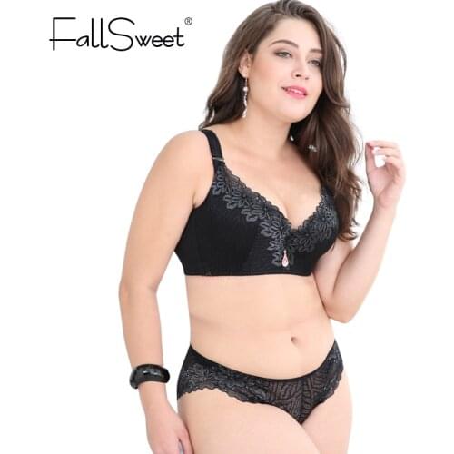 FallSweet Plus Size Bra Set Women Push Up Lace Brassiere and briefs set Underwear Set panties D E Cup xl 2xl 3xl 4xl