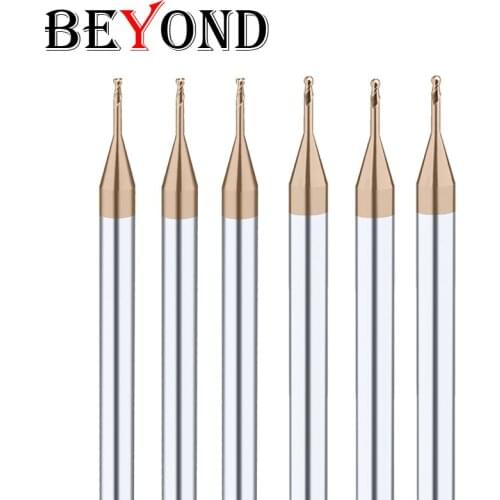 BEYOND Deep Groove Long Neck Small Diameter End Mills Mini Tool 0.2 0.3 0.4 0.5 0.6 0.7 0.8 0.9 R0.1 R0.15 R0.2 R0.25 R0.3 R0.35