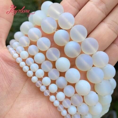 Round White Opalite Frost Matte Stone Beads Loose 6/8/10/12mm For DIY Necklace Bracelat Jewelry Making Strand 15" Free Shipping