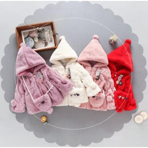 2021 Winter Newborn Baby Girl Clothes Light Jacket Christmes Coat Hooded Solid Jacket For Girls New Childrens Jacket 1-4 Years