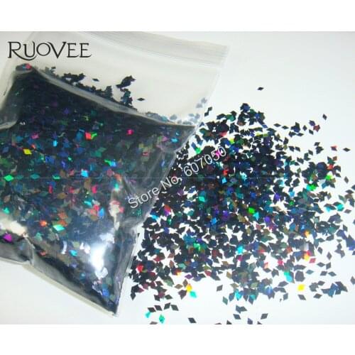 Laser Holographic Black Color 2MM Diamond rhombus Glitter Paillette Spangles Shape for DIY Nail Art Decoration