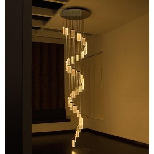 Staircase 36 Pcs Bubble Crystal Chandelier lighting Crystal Brick Light Led strip Lustres de Cristal Stairs Spiral Long Lamps