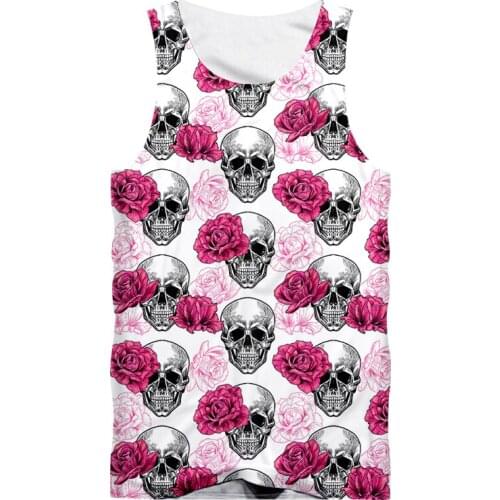 IFPD EU Size New 3D Skull Floral Print Tank Tops For Men/women Funny Summer Oversized Harajuku Y2k Gothic Casual Sleeveless Vest